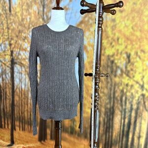 Soft brown sheer sweater. LOOSE THREADS ON SLEEVES